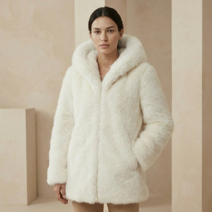 Damen Fellmantel Oversized Kapuze Winter Mantel Flauschig 4