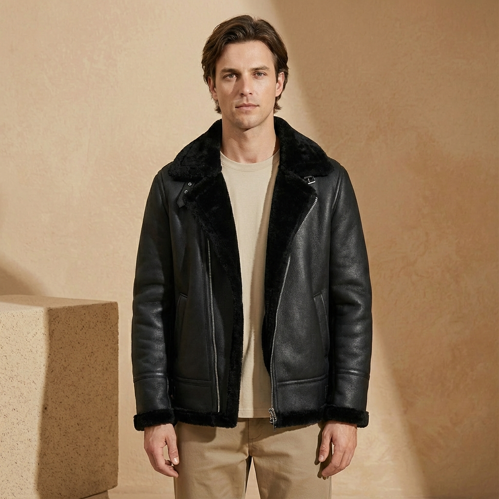 Herren Jacke Aviator Style Warm Gefüttert Regular Fit 1