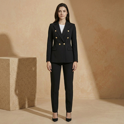Damen Blazer Anzug 2-teilig Taillenbetont Schmale Hose 10