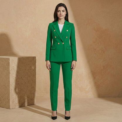 Damen Blazer Anzug 2-teilig Taillenbetont Schmale Hose 5