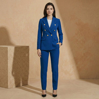 Damen Blazer Anzug 2-teilig Taillenbetont Schmale Hose 7
