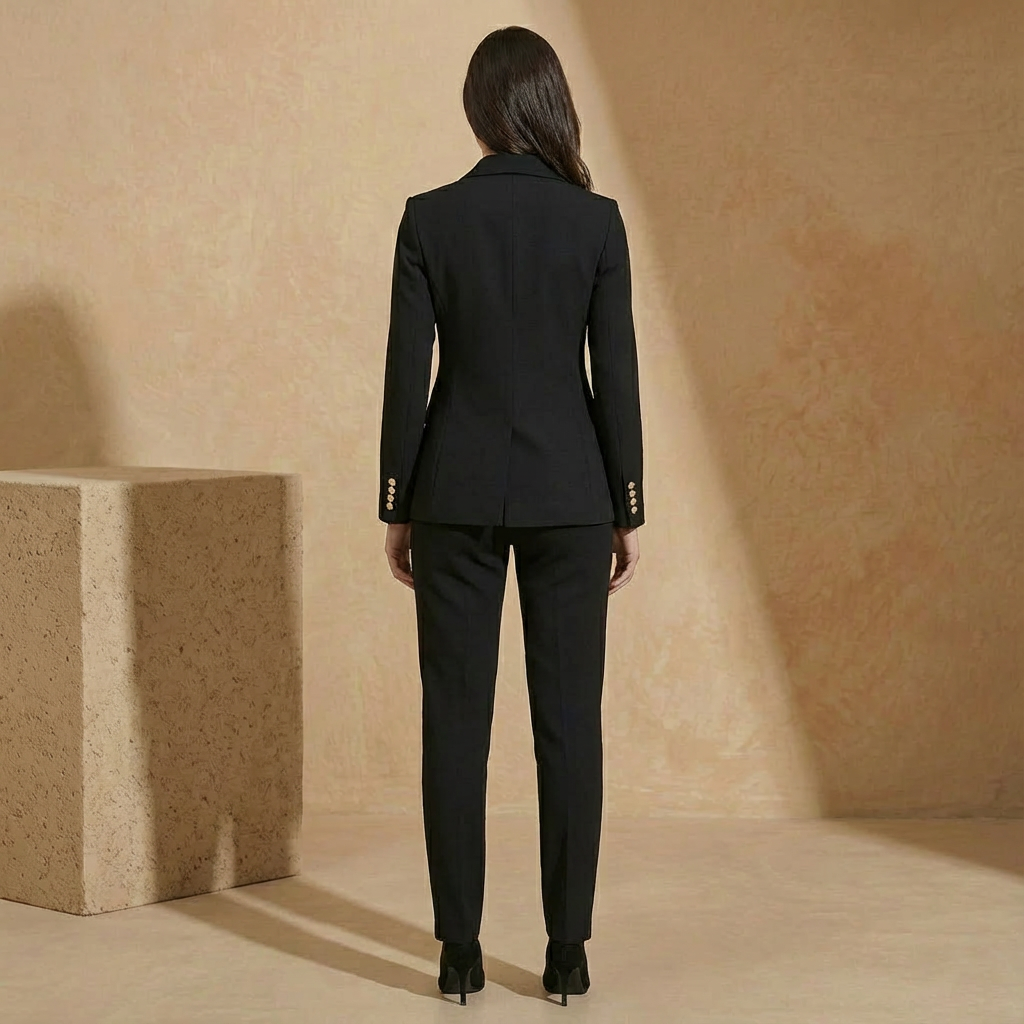 Damen Blazer Anzug 2-teilig Taillenbetont Schmale Hose 8