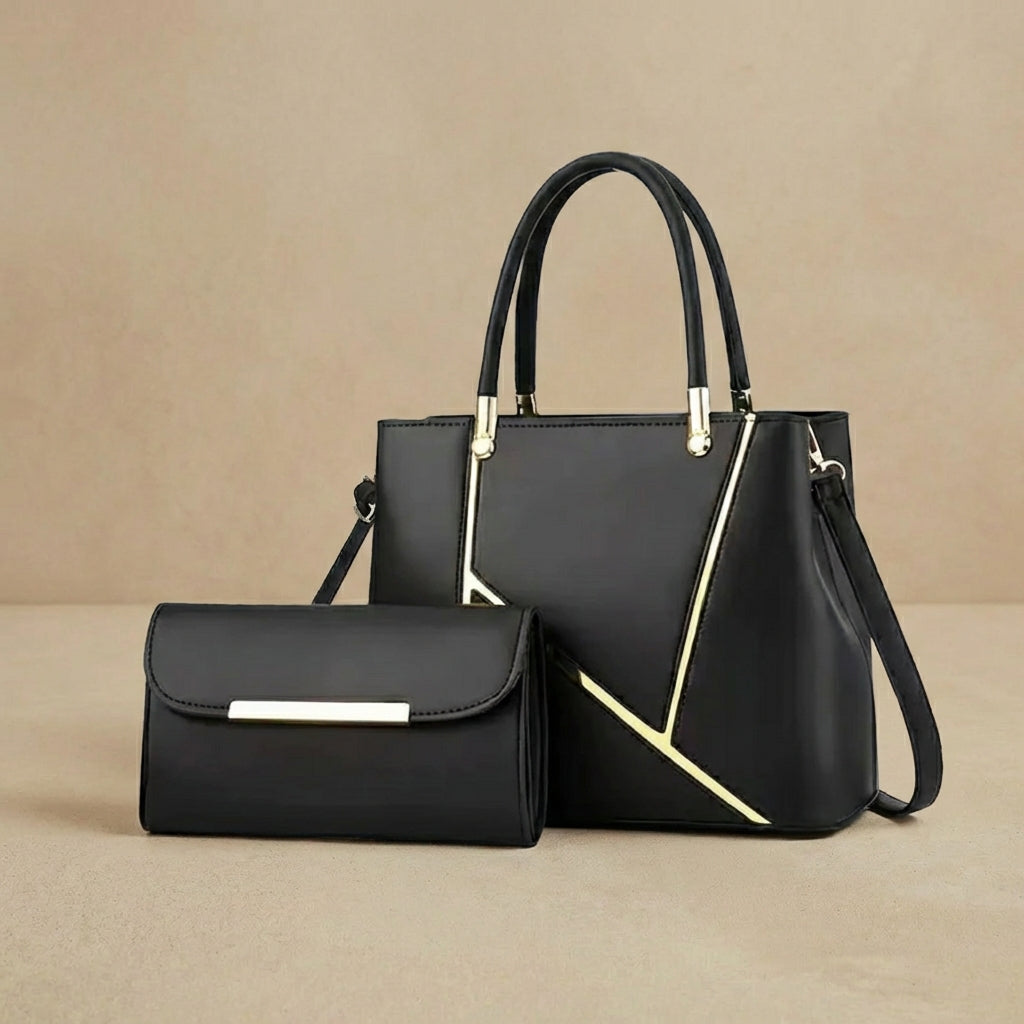 Damen Handtaschen Set 2-teilig Henkeltasche Clutch 6