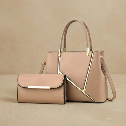 Damen Handtaschen Set 2-teilig Henkeltasche Clutch 3