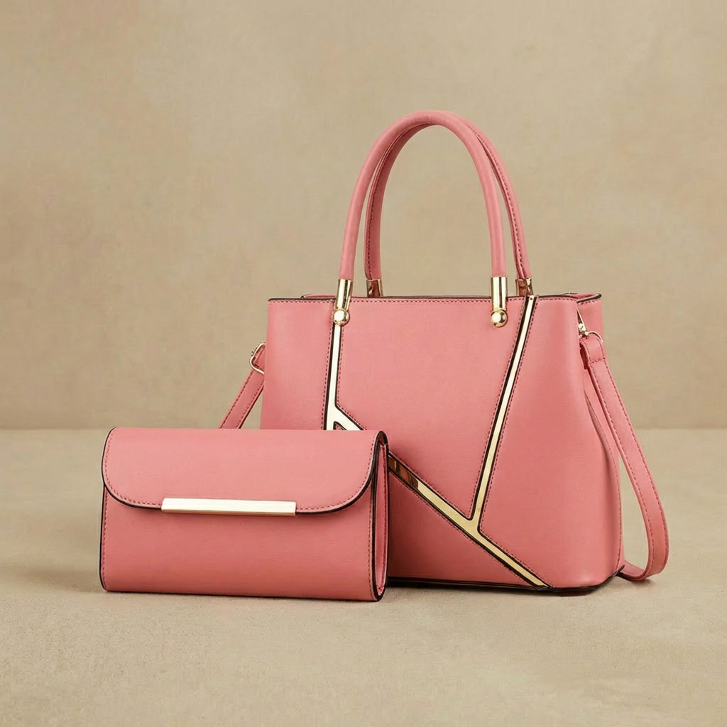 Damen Handtaschen Set 2-teilig Henkeltasche Clutch 4