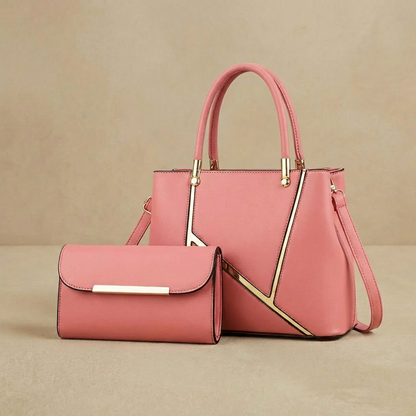 Damen Handtaschen Set 2-teilig Henkeltasche Clutch 4