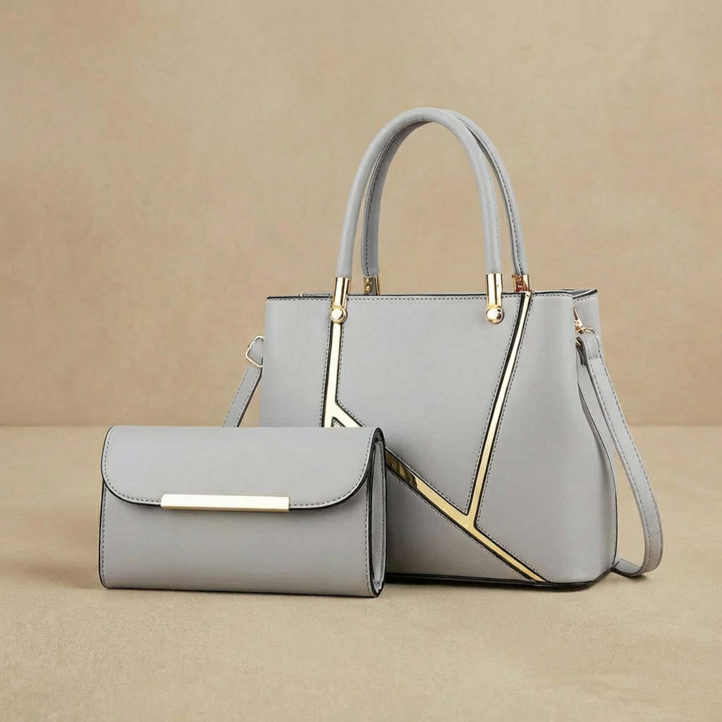 Damen Handtaschen Set 2-teilig Henkeltasche Clutch 5