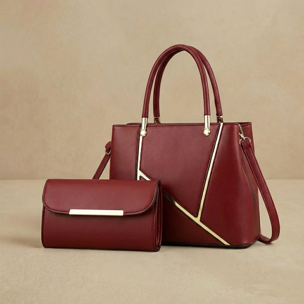 Damen Handtaschen Set 2-teilig Henkeltasche Clutch 2