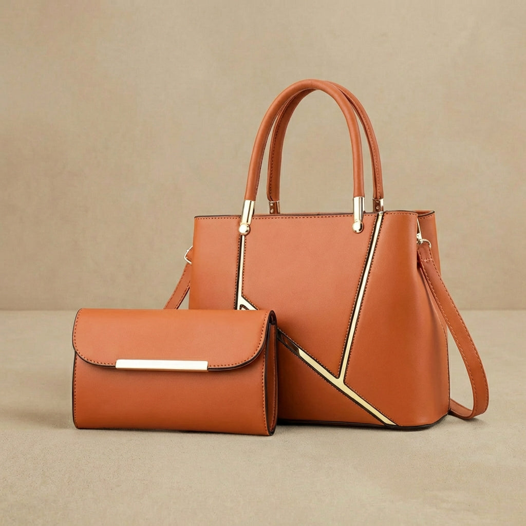 Damen Handtaschen Set 2-teilig Henkeltasche Clutch 1