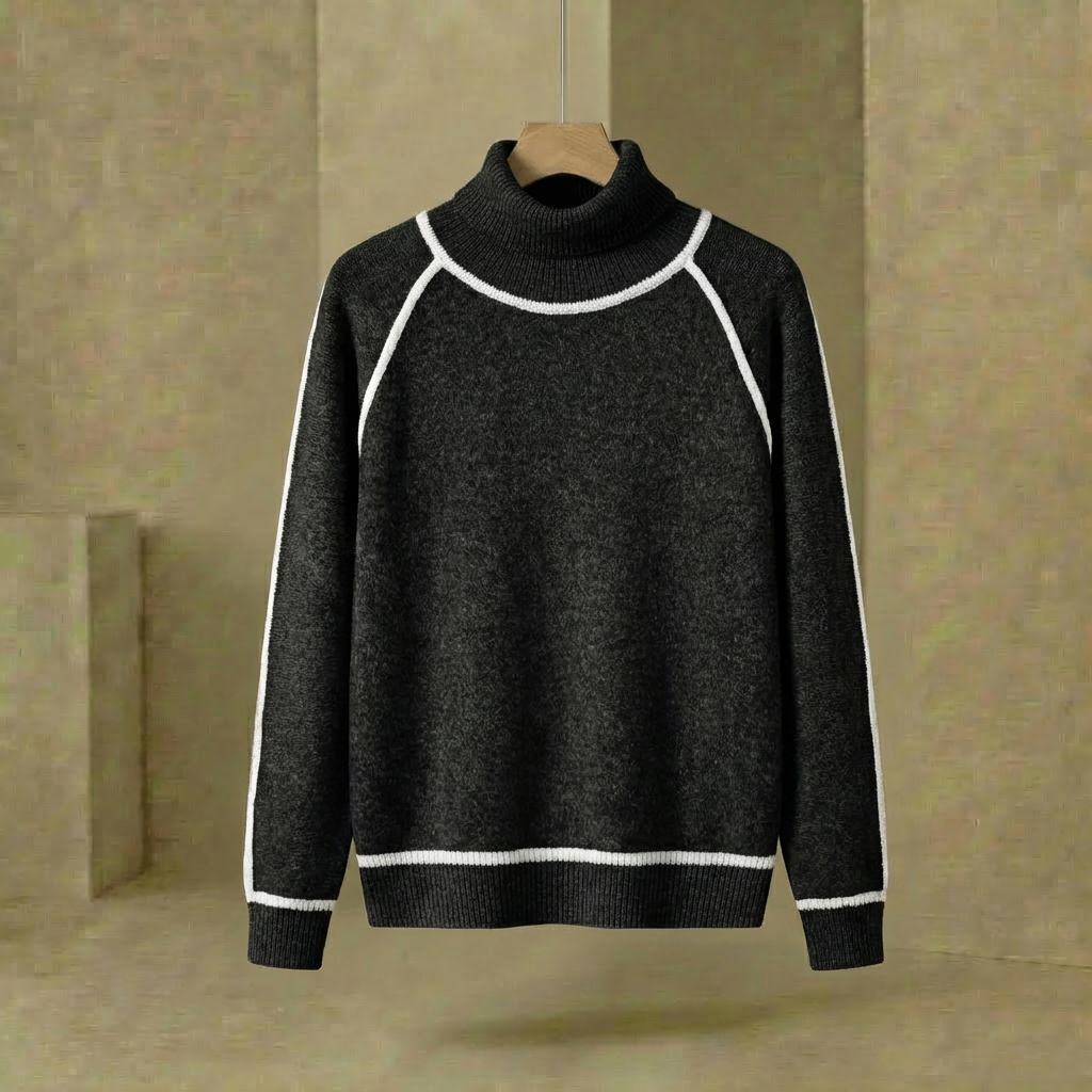Herren Rollkragenpullover Relaxed Fit Strickpullover 1