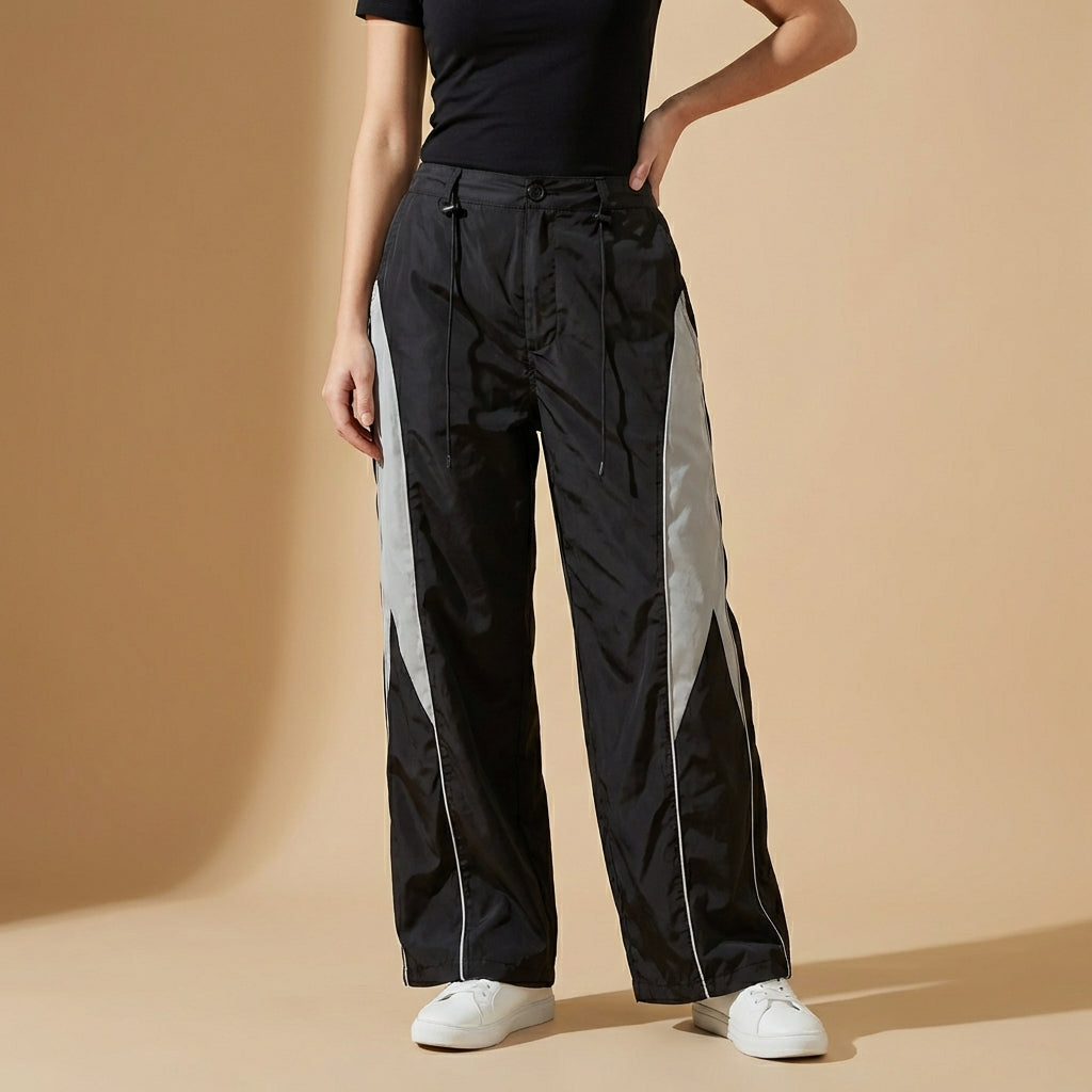 Damen Parachute Hose Lockeres Bein Streetwear Jogger 1