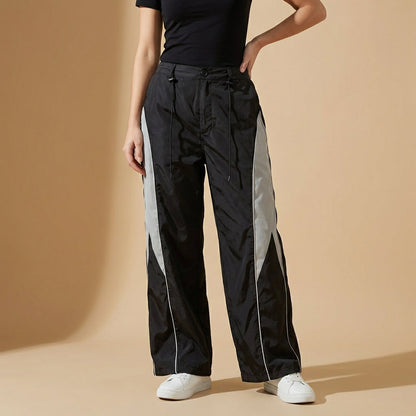 Damen Parachute Hose Lockeres Bein Streetwear Jogger 1