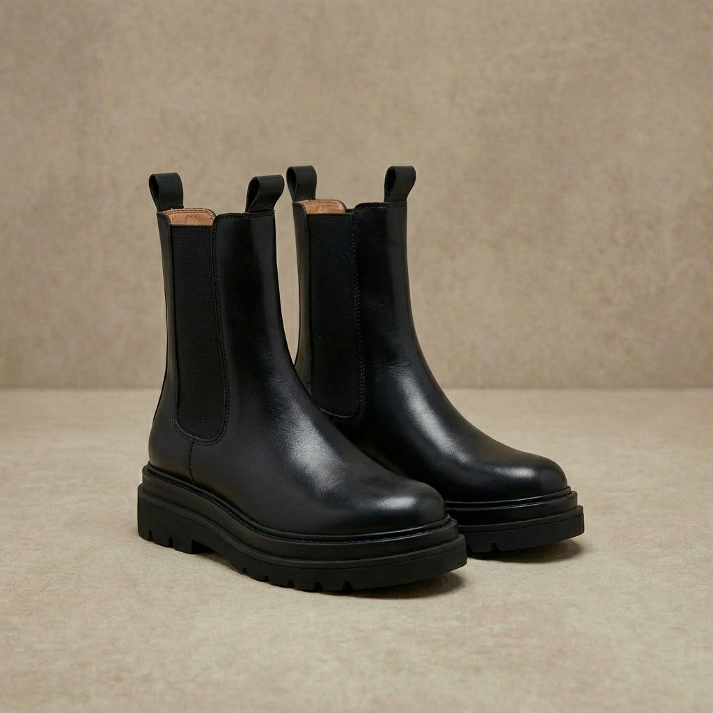 Damen Chelsea Boots Plateau-Sohle Wasserabweisend Slip-on 1