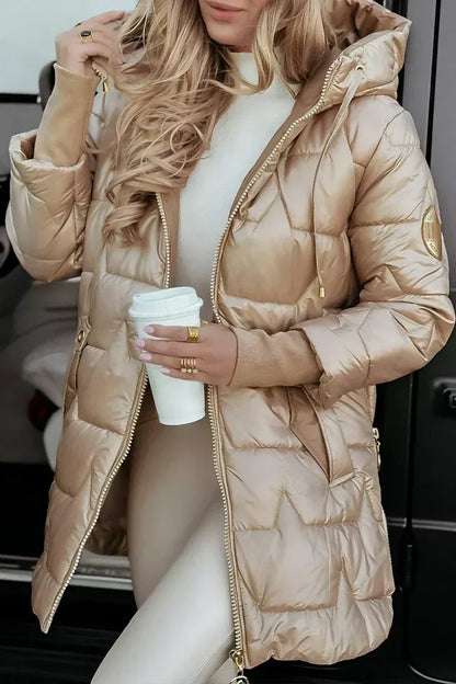 Damen Winterjacke Kapuze Warm Gefüttert Schlanke Passform 1