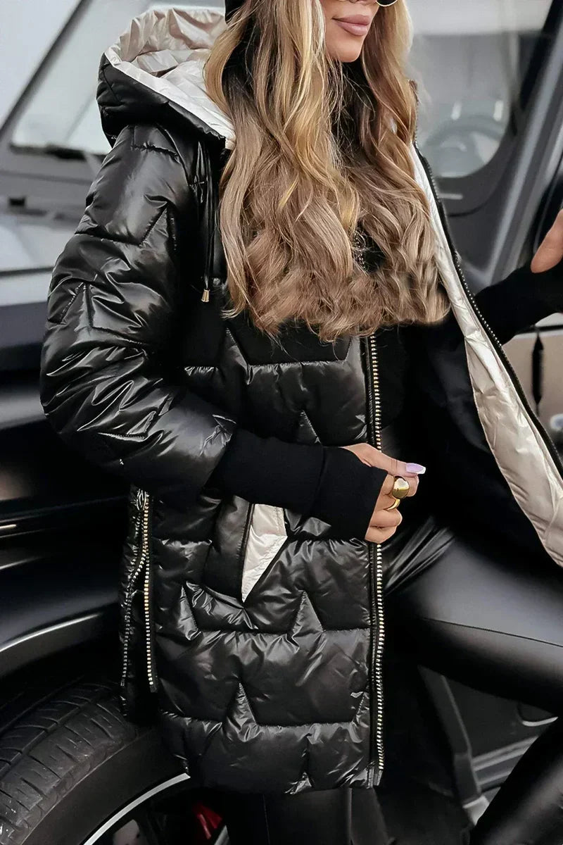 Damen Winterjacke Kapuze Warm Gefüttert Schlanke Passform 7