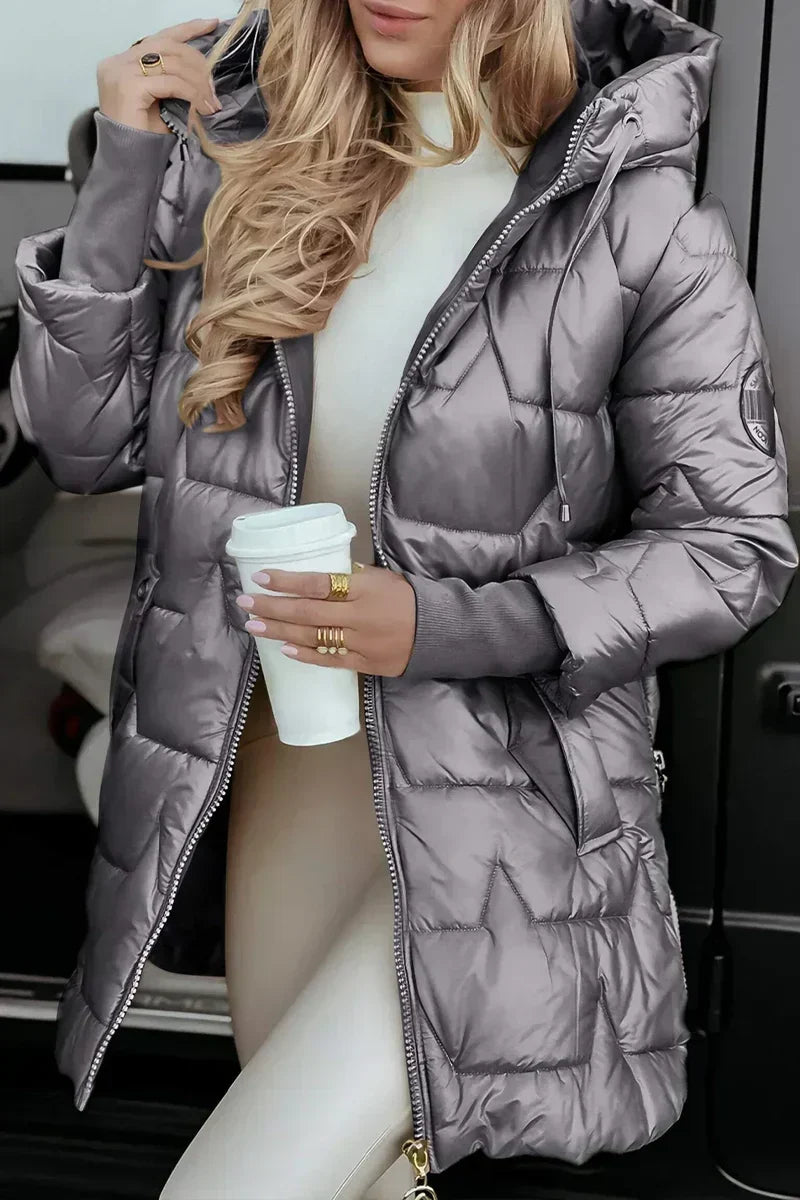 Damen Winterjacke Kapuze Warm Gefüttert Schlanke Passform 8