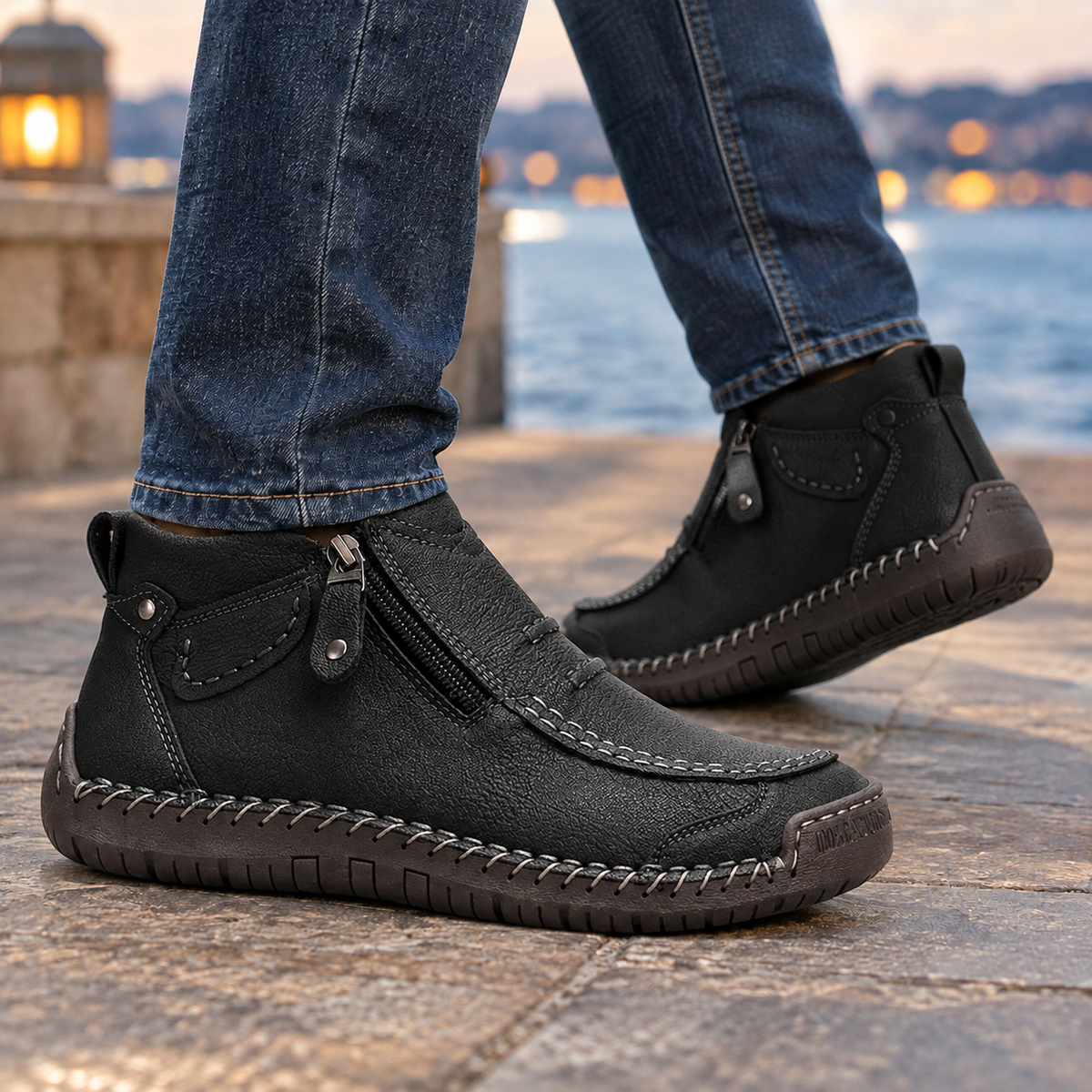 Men's ankle boots with a supportive orthopedic-inspired design