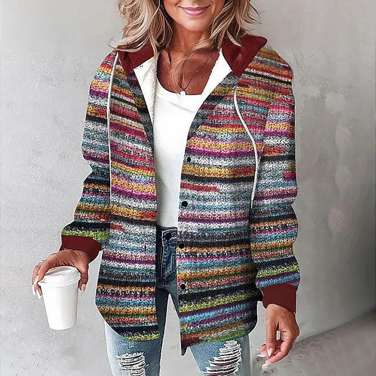 Winterjacke Damen Karo | Mit Kapuze & Bequemer Passform 11