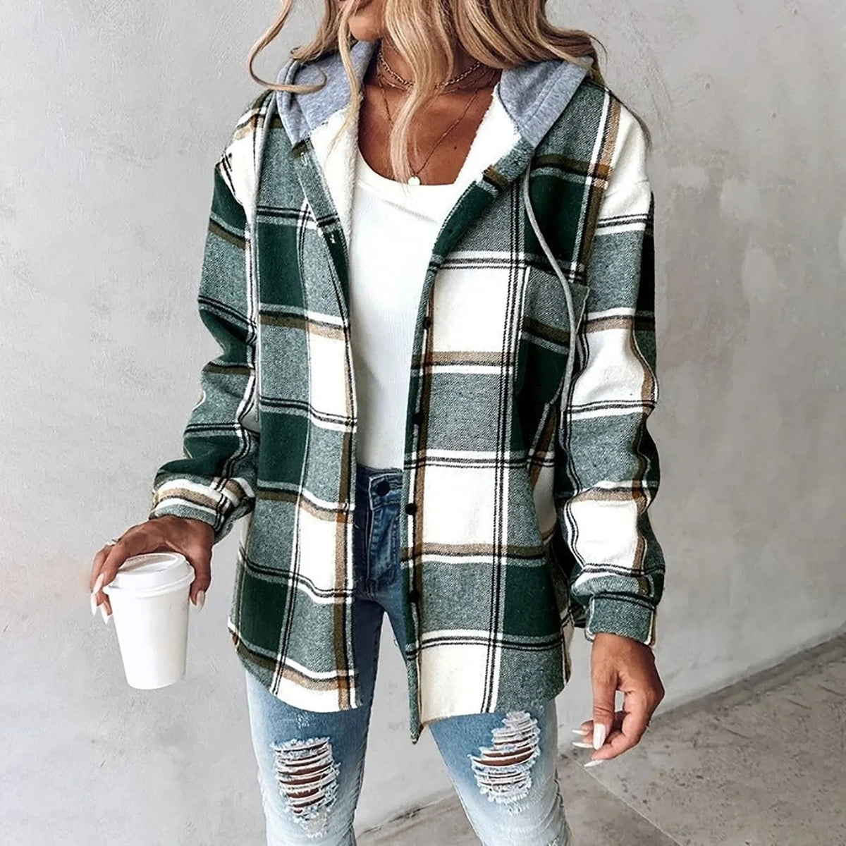 Winterjacke Damen Karo | Mit Kapuze & Bequemer Passform 3