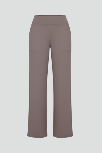 Isolde | Damen Wide-Leg Hose mit hohem Bund - Brown - Image 1