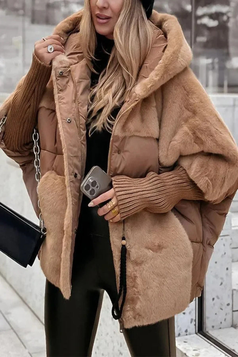 Winterjacke Damen mit Kapuze | Wärmeisolierend & Farbblock Design 1
