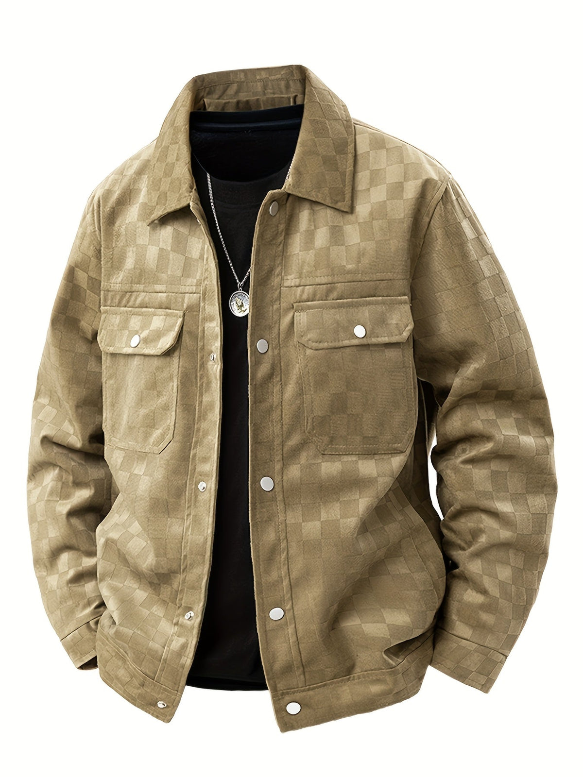Velourjacke Herren | Karomuster & Druckknöpfe 6