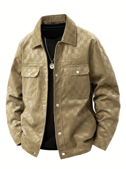 Velourjacke Herren | Karomuster & Druckknöpfe 6