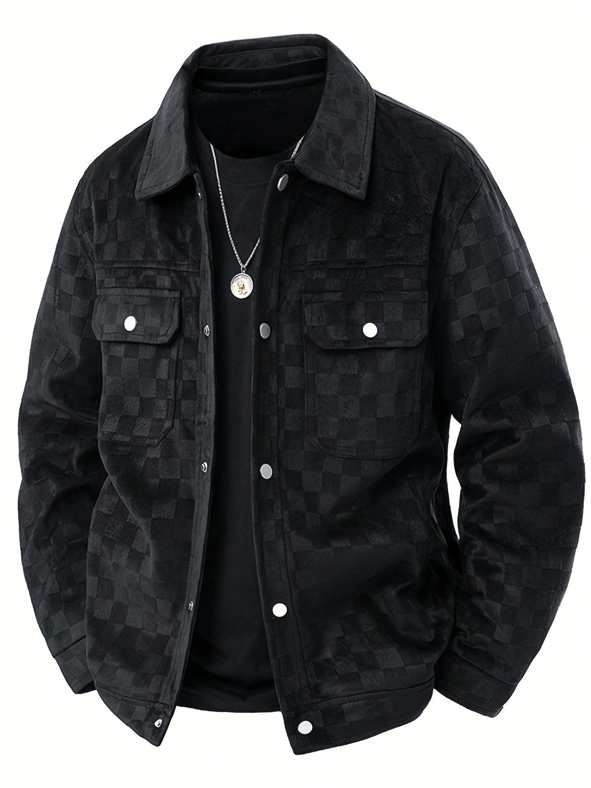 Velourjacke Herren | Karomuster & Druckknöpfe 1