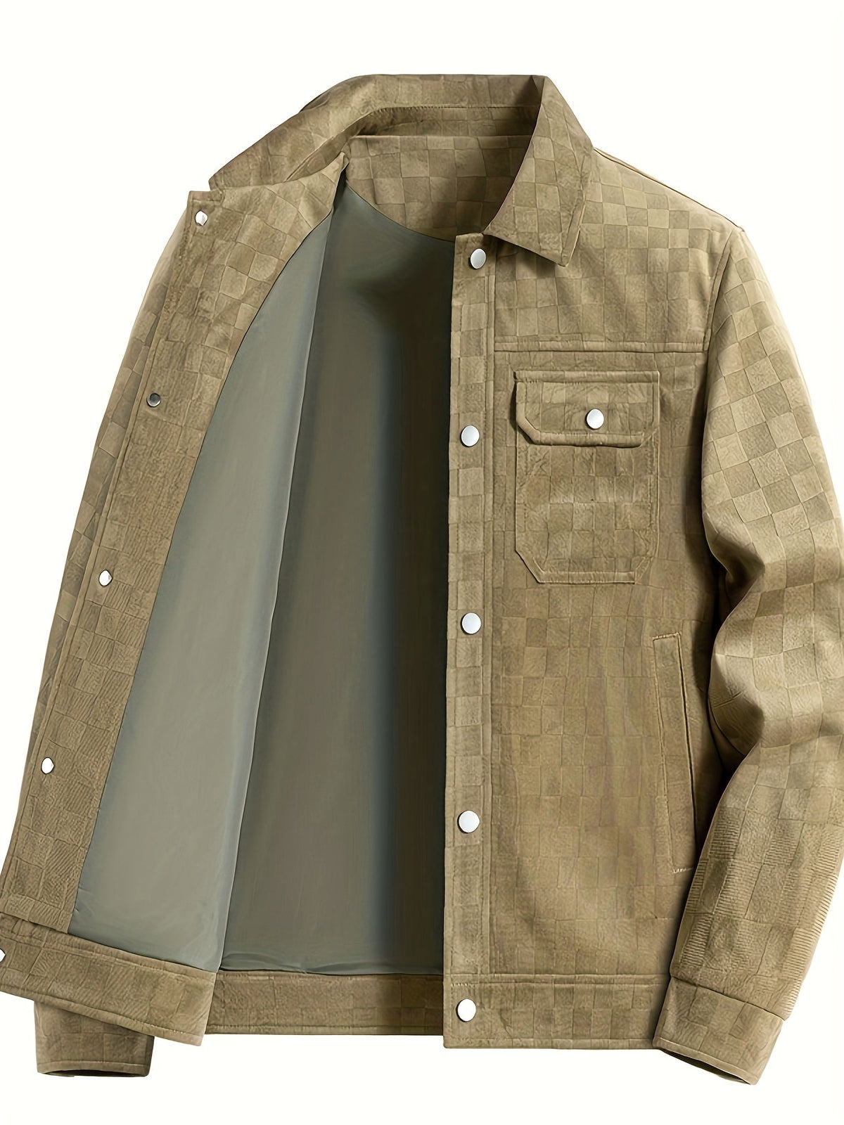 Velourjacke Herren | Karomuster & Druckknöpfe 9