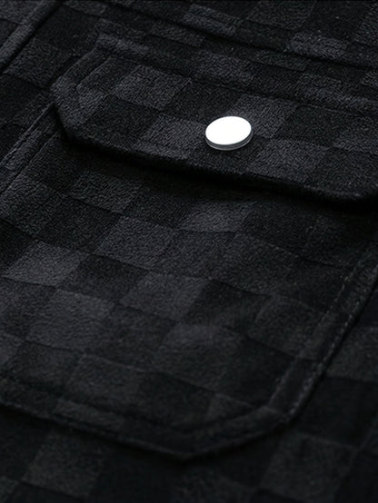 Velourjacke Herren | Karomuster & Druckknöpfe 5