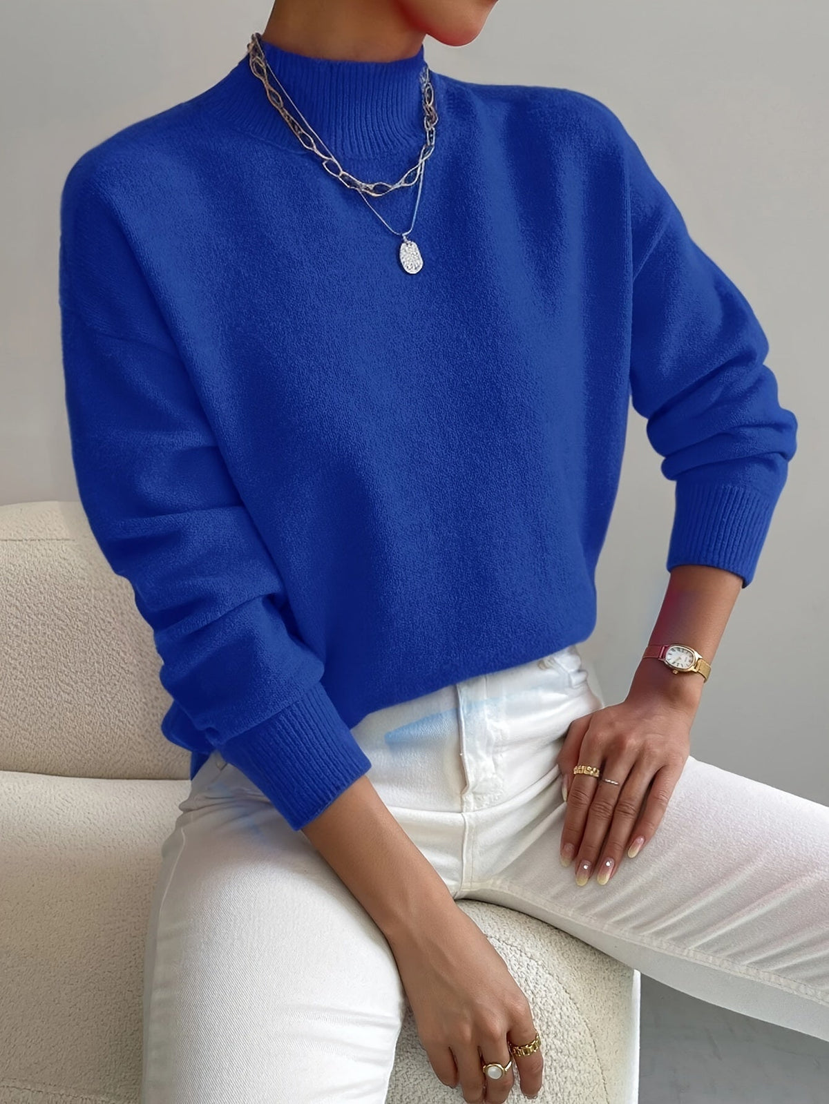 Strickpullover Damen | Stehkragen & Lockerer Schnitt 7