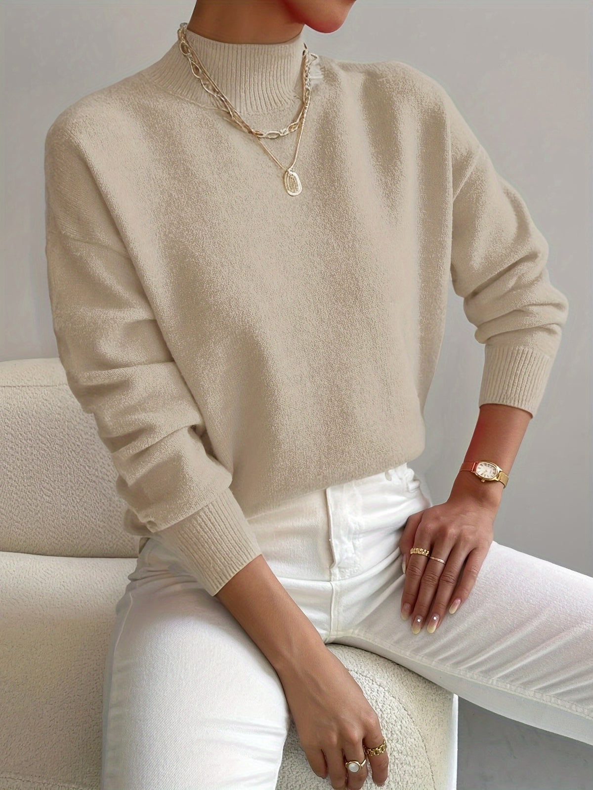 Strickpullover Damen | Stehkragen & Lockerer Schnitt 4