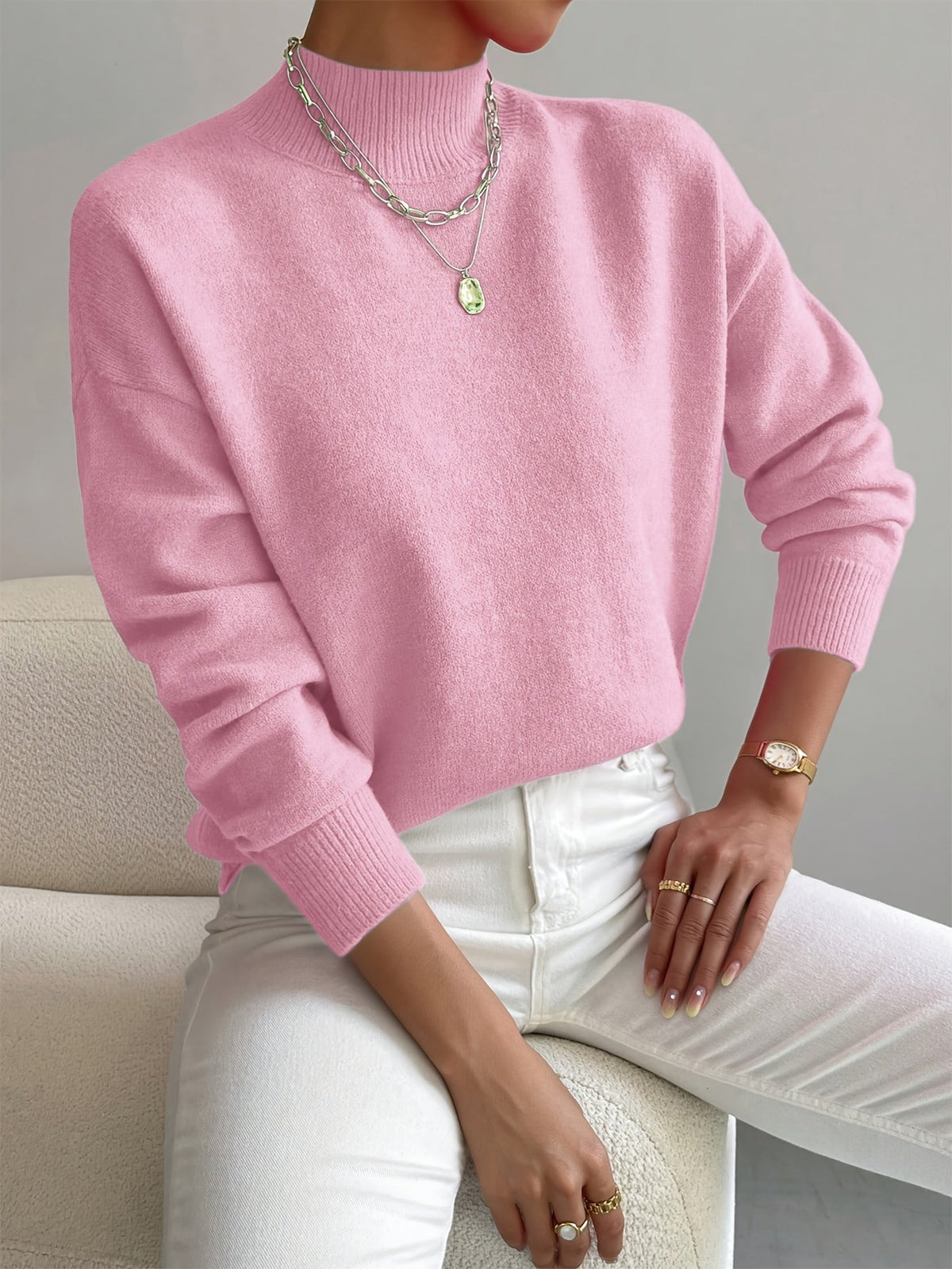 Strickpullover Damen | Stehkragen & Lockerer Schnitt 2