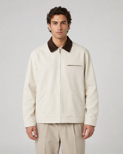 Men's contrast collar jacket displayed in a clean product view