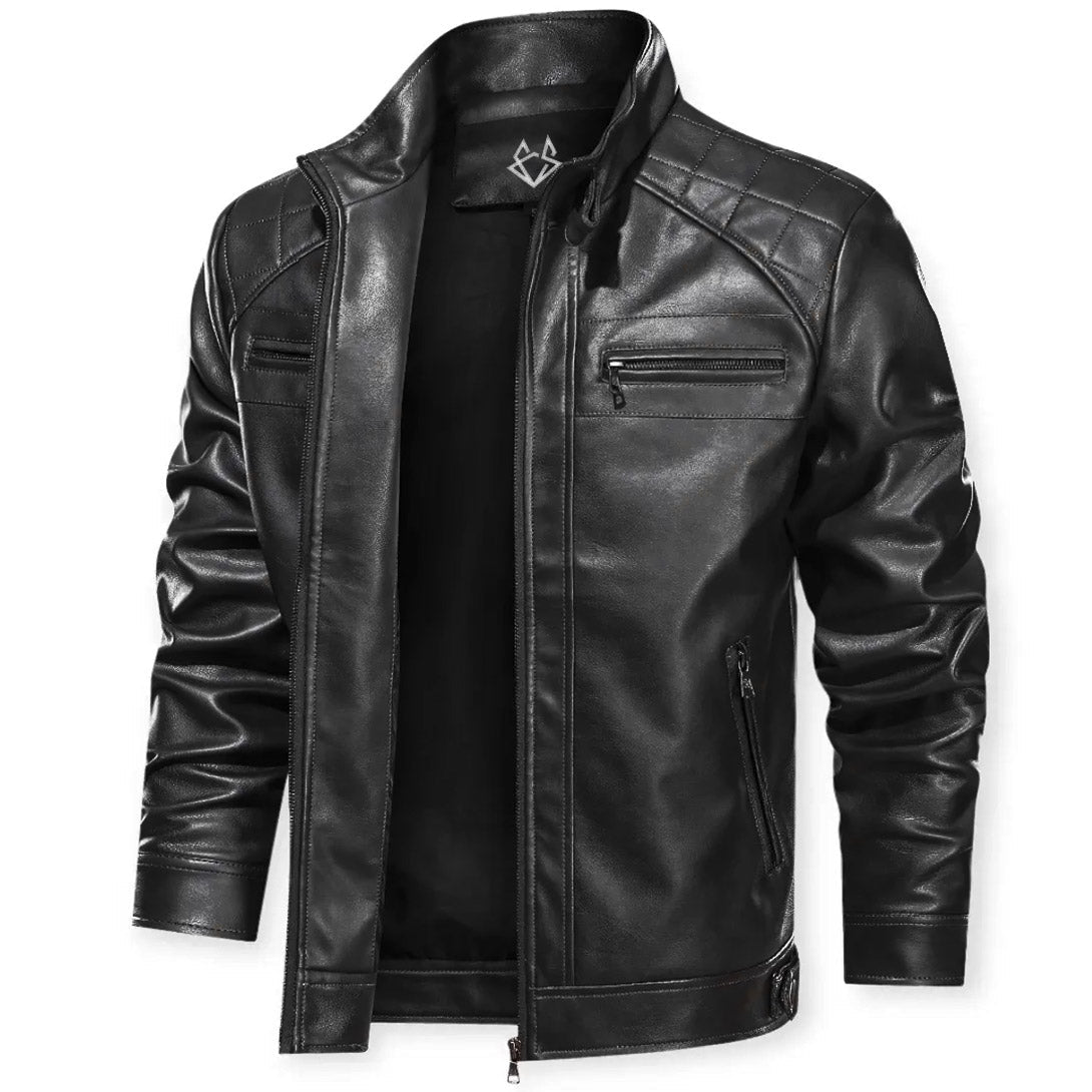 black leather jacket
