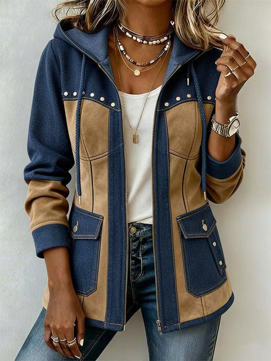 Kapuzenjacke Damen | Übergangsjacke mit Materialmix 2