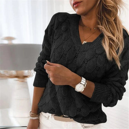 Damen V-Ausschnitt Strickpullover Regular Fit Pullover 5