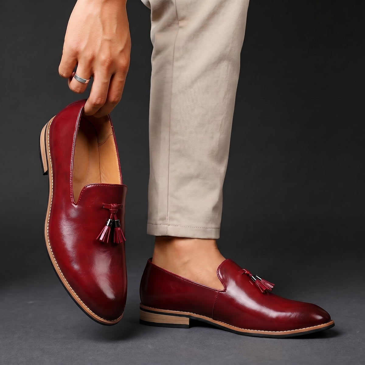 Herren Tassel Loafers Slip-on Schuhe Gepolsterte Sohle 2