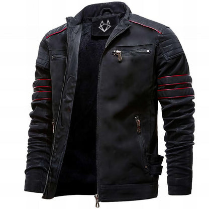 Herren Bikerjacke Schlanker Schnitt Reißverschlusstaschen 1