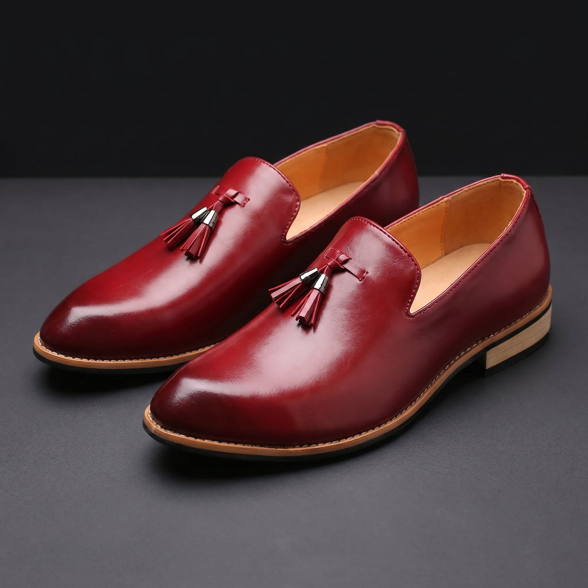 Herren Tassel Loafers Slip-on Schuhe Gepolsterte Sohle 1