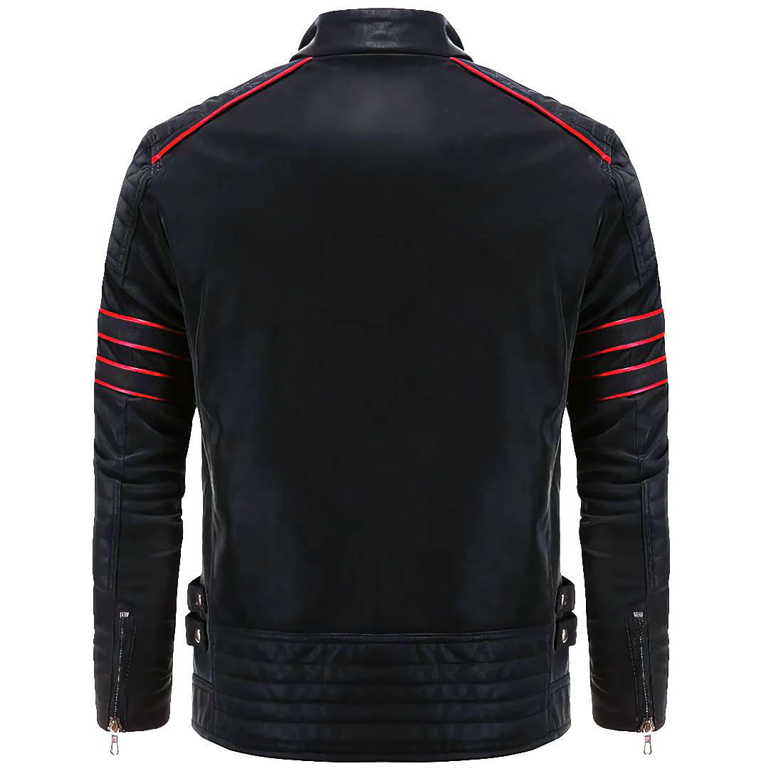 Herren Bikerjacke Schlanker Schnitt Reißverschlusstaschen 2