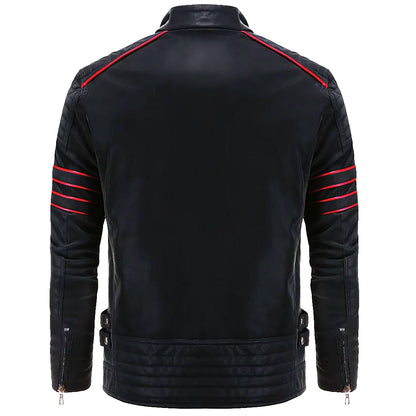 Herren Bikerjacke Schlanker Schnitt Reißverschlusstaschen 2