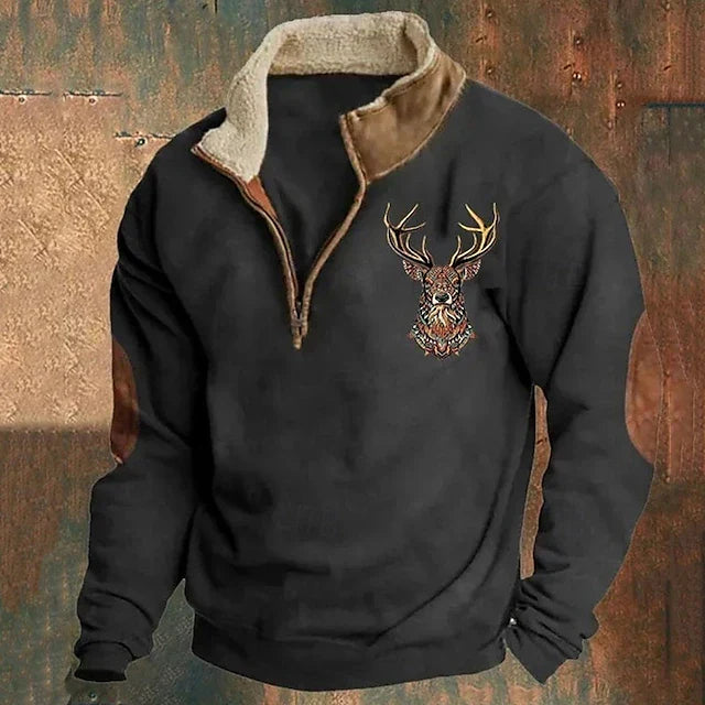Herren Pullover Dreiviertel-Reißverschluss Regular Fit 2