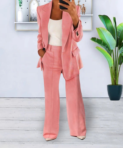 Blazer-Set Damen | Offener Blazer & Weite Hose 11
