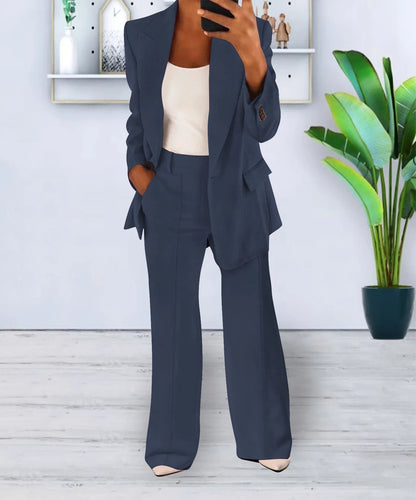 Blazer-Set Damen | Offener Blazer & Weite Hose 7