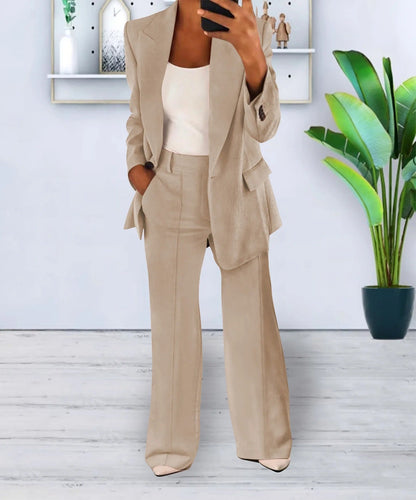 Blazer-Set Damen | Offener Blazer & Weite Hose 4
