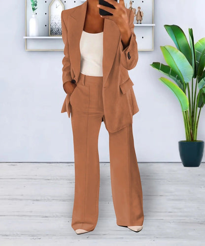 Blazer-Set Damen | Offener Blazer & Weite Hose 10