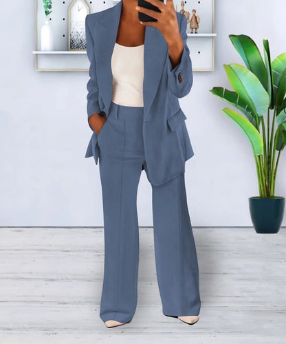 Blazer-Set Damen | Offener Blazer & Weite Hose 6