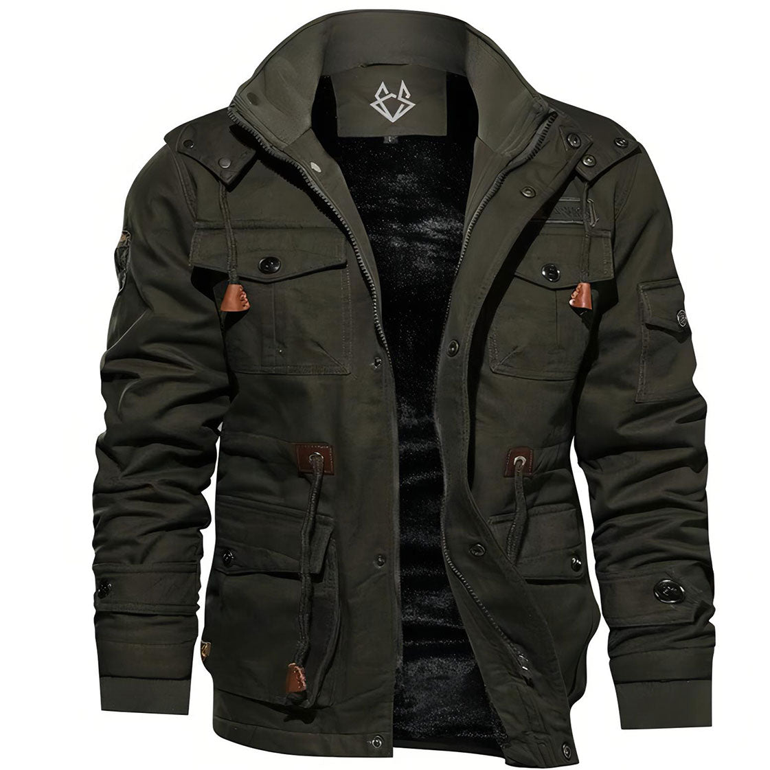 Herren Safarijacke Warm Funktional Übergangsjacke Taschen 3