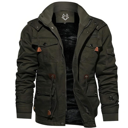 Herren Safarijacke Warm Funktional Übergangsjacke Taschen 3